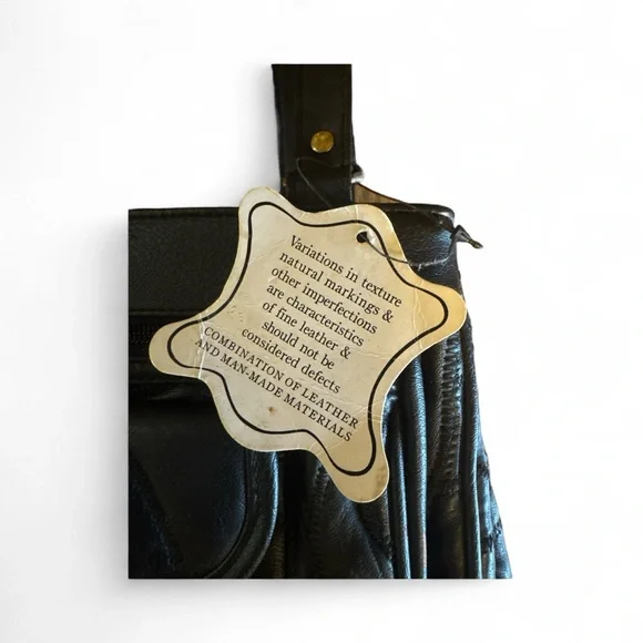 New Black Patchwork Leather Shoulder Bag Three Pockets - Picture 2 of 5